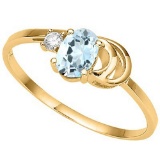 0.36 CT AQUAMARINE AND ACCENT DIAMOND 0.01 CT 10KT SOLID YELLOW GOLD RING