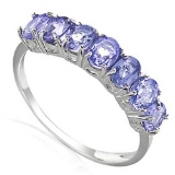 1.3 CTW GENUINE TANZANITE 10KT SOLID WHITE GOLD RING