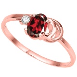 0.76 CT REDISH GARNET AND ACCENT DIAMOND 0.01 CT 10KT SOLID RED GOLD RING