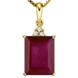 1.5 CTW RUBY 10K SOLID YELLOW GOLD OCTWAGON SHAPE PENDANT WITH ANCENT DIAMONDS