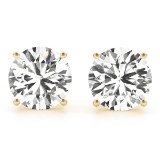 CERTIFIED 0.7 CTW ROUND G/I1 DIAMOND SOLITAIRE EARRINGS IN 14K YELLOW GOLD