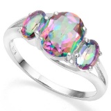 .925 STERLING SILVER OVAL 2.58CTW MYSTIC GEMSTONE WOMEN RING