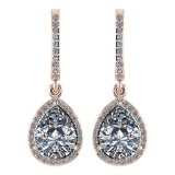 Certified 4.35 Ctw Diamond Wedding/Engagement Style 14K Rose Gold Drop Earrings