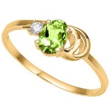 0.55 CT PERIDOT AND ACCENT DIAMOND 0.01 CT 10KT SOLID YELLOW GOLD RING