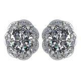 Certified 0.88 Ctw Diamond 14K White Gold Earrings