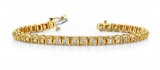 14K YELLOW GOLD 2.50 CTW G-H SI2/SI3 HALF BEZEL CIRCLE LINK DIAMOND TENNIS BRACELET