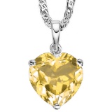 0.7 CTW CITRINE 10K SOLID WHITE GOLD HEART SHAPE PENDANT