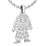 Little Baby Girl Gold MADE IN USA Charm Necklace 14K White Gold MADE IN ITALY