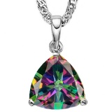 0.85 CTW MYSTICS GEMSTONE 10K SOLID WHITE GOLD TRILLION SHAPE PENDANT