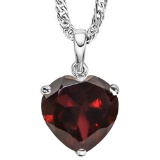 0.8 CTW GARNET 10K SOLID WHITE GOLD HEART SHAPE PENDANT