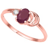 0.55 CT RUBY AND ACCENT DIAMOND 0.01 CT 10KT SOLID RED GOLD RING