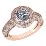 Certified 1.92 Ctw Diamond Engagement /Wedding 14K Rose Gold Promise Ring