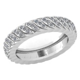 Certified 0.69 Ctw Diamond Engagement /Wedding 14K White Gold Promises Band