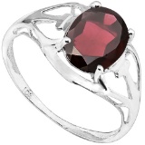 2.06 CT REDDISH GARNET 10KT SOLID WHITE GOLD RING