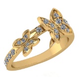 Certified 0.33 Ctw Diamond Halo Ring For womens New Expressions of Butterfly collection 14K Yellow G