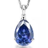 1.1 CTW LAB TANZANITE 10K SOLID WHITE GOLD PEAR SHAPE PENDANT