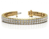 14K YELLOW GOLD 4 CTW G-H SI2/SI3 TIMELESS TWO ROW DIAMOND TENNIS BRACELET