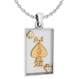 Gift For Card Players charm Pendant 14k white Gold MADE IN ITALY