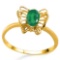 0.46 CT EMERALD AND ACCENT DIAMOND 0.005 CT 10KT SOLID YELLOW GOLD RING