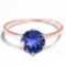 1.38 CT CREATED TANZANITE 10KT SOLID RED GOLD RING