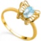 0.51 CT SKY BLUE TOPAZ AND ACCENT DIAMOND 0.005 CT 10KT SOLID YELLOW GOLD RING