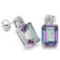 2 3/4 CTW MYSTIC GEMSTONE & CREATED DIAMOND .925 STERLING SILVER EARRINGS