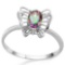 0.39 CT RAINBOW MYSTIC QUARTZ AND ACCENT DIAMOND 0.005 CT 10KT SOLID WHITE GOLD RING