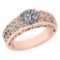 Certified 1.45 Ctw Diamond Engagement /Wedding 14K Rose Gold Promise Ring