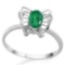 0.46 CT EMERALD AND ACCENT DIAMOND 0.005 CT 10KT SOLID WHITE GOLD RING