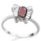 0.68 CT REDISH GARNET AND ACCENT DIAMOND 0.005 CT 10KT SOLID WHITE GOLD RING