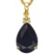 1.0 CTW BLACK SAPPHIRE 10K SOLID YELLOW GOLD PEAR SHAPE PENDANT WITH ANCENT DIAMONDS