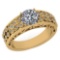 Certified 1.45 Ctw Diamond Engagement /Wedding 14K Yellow Gold Promise Ring