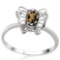 0.43 CT SMOKEY AND ACCENT DIAMOND 0.005 CT 10KT SOLID WHITE GOLD RING