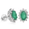 1 CTW EMERALD & DIAMOND .925 STERLING SILVER EARRINGS