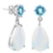 2 CTW BABY SWISS BLUE TOPAZ & 7 4/5 CTW CREATED FIRE OPAL .925 STERLING SILVER EARRINGS