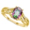 0.75 CARAT MYSTIC QUARTZ & 0.04 CTW DIAMOND 14KT SOLID YELLOW GOLD RING