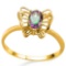 0.39 CT RAINBOW MYSTIC QUARTZ AND ACCENT DIAMOND 0.005 CT 10KT SOLID YELLOW GOLD RING