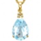 0.68 CTW SKY BLUE TOPAZ 10K SOLID YELLOW GOLD PEAR SHAPE PENDANT WITH ANCENT DIAMONDS