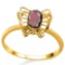 0.68 CT REDISH GARNET AND ACCENT DIAMOND 0.005 CT 10KT SOLID YELLOW GOLD RING