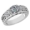 Certified 1.65 Ctw Diamond Engagement /Wedding 14K White Gold Promise Ring