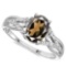 0.72 CARAT SMOKEY QUARTZ & 0.04 CTW DIAMOND 14KT SOLID WHITE GOLD RING