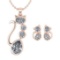 Certified 2.37 Ctw Diamond Cat Necklace + Earrings Jewelry Set 14K Rose Gold (SI2/I1)