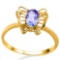 0.44 CT GENUINE TANZANITE AND ACCENT DIAMOND 0.005 CT 10KT SOLID YELLOW GOLD RING