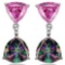 2 CTW CREATED PINK SAPPHIRE & 2 1/3 CTW MYSTIC GEMSTONE .925 STERLING SILVER EARRINGS