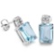 3 2/3 CTW BABY SWISS BLUE TOPAZ & CREATED DIAMOND .925 STERLING SILVER EARRINGS