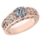 Certified 1.65 Ctw Diamond Engagement /Wedding 14K Rose Gold Promise Ring