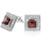 1 3/4 CTW GARNET & DIAMOND .925 STERLING SILVER EARRINGS