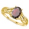 0.85 CARAT GARNET & 0.04 CTW DIAMOND 14KT SOLID YELLOW GOLD RING