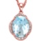 5.5 CTW GENUINE SKY BLUE TOPAZ & (16 PCS) DIAMOND 10KT SOLID RED GOLD PENDANT