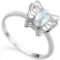 0.38 CT AQUAMARINE AND ACCENT DIAMOND 0.005 CT 10KT SOLID WHITE GOLD RING